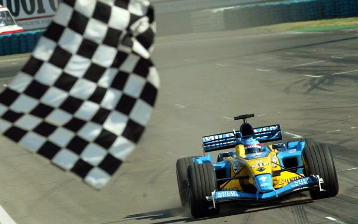 Fernando Alonso winning at Imola in 2005.