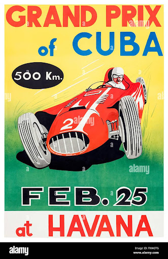 Grand Prix of Cuba on 25 February 1958, poster featuring Juan Manuel Fangio.