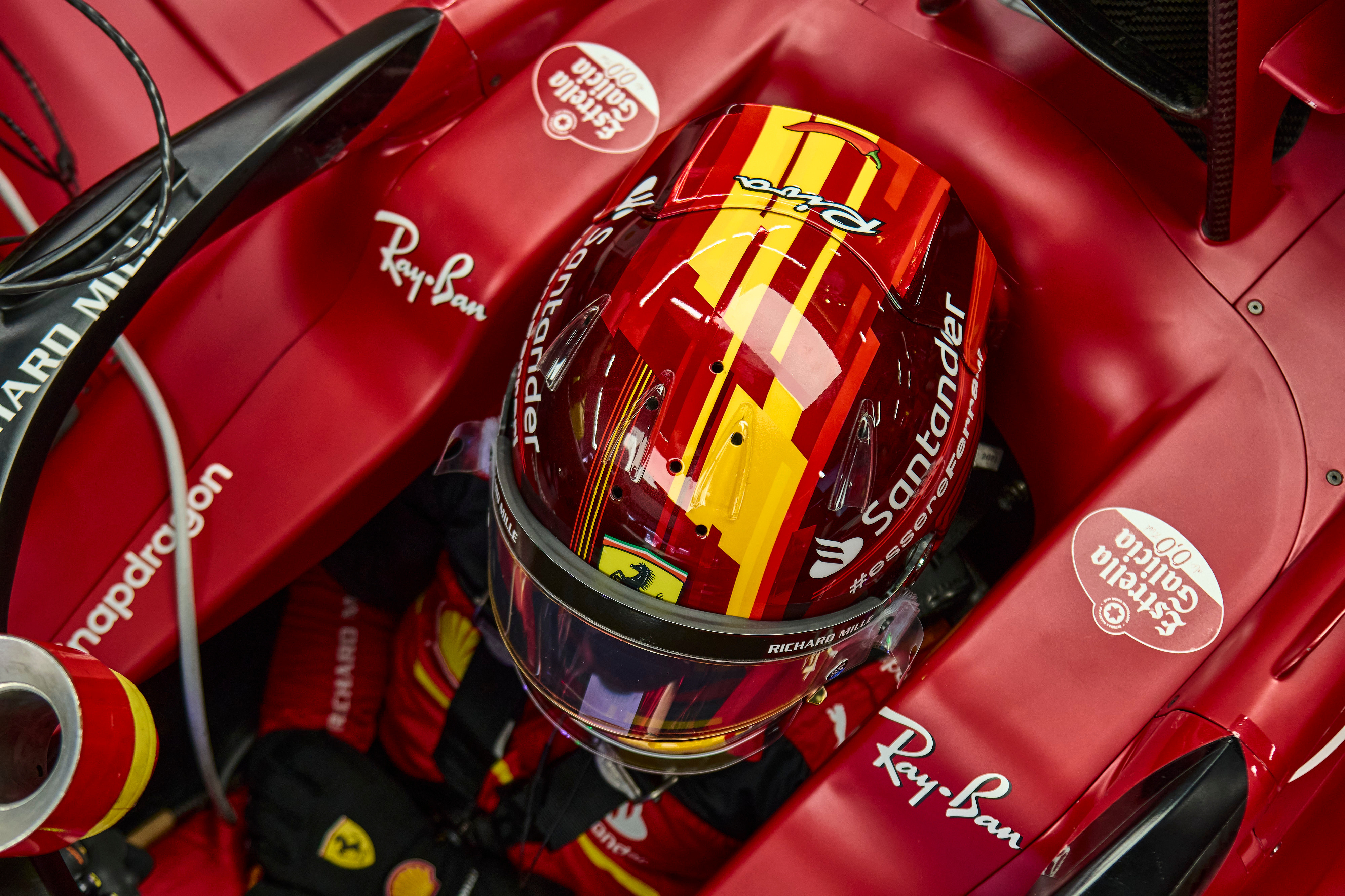 Ferrari F1 driver in car