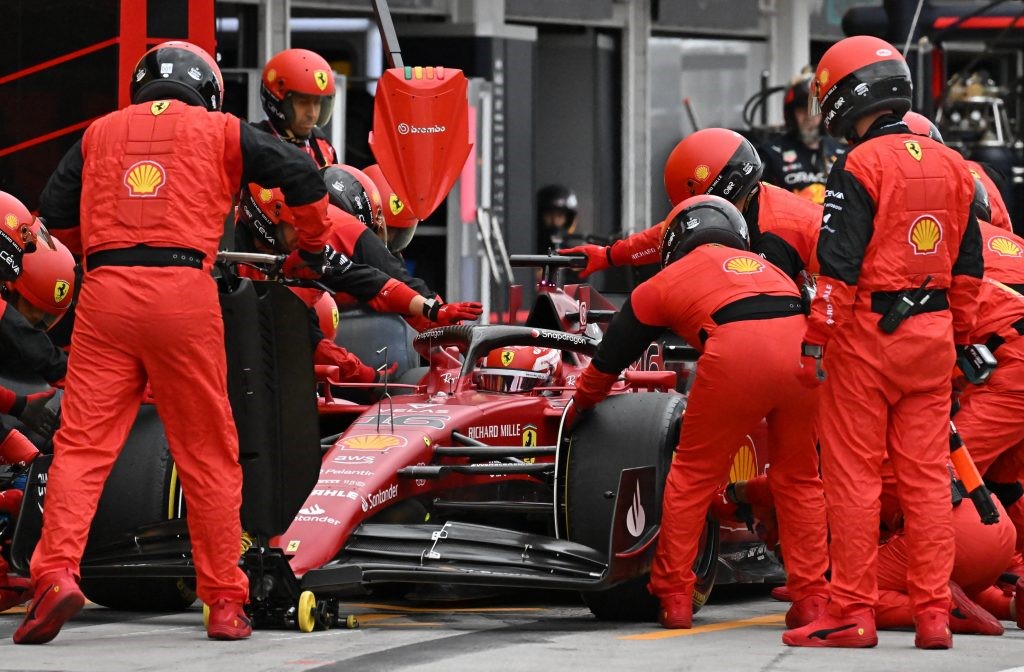 Charles Leclerc at the pits