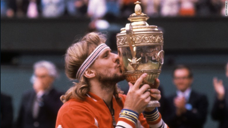 Bjorn Borg with the Wimbledon trophy in 1980