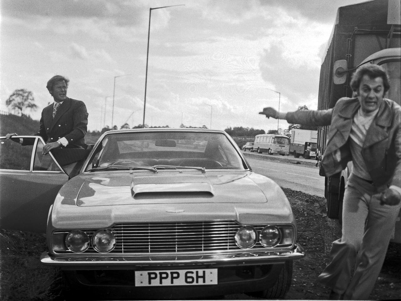Roger Moore and Tony Curtis - 1970 Aston Martin DBS