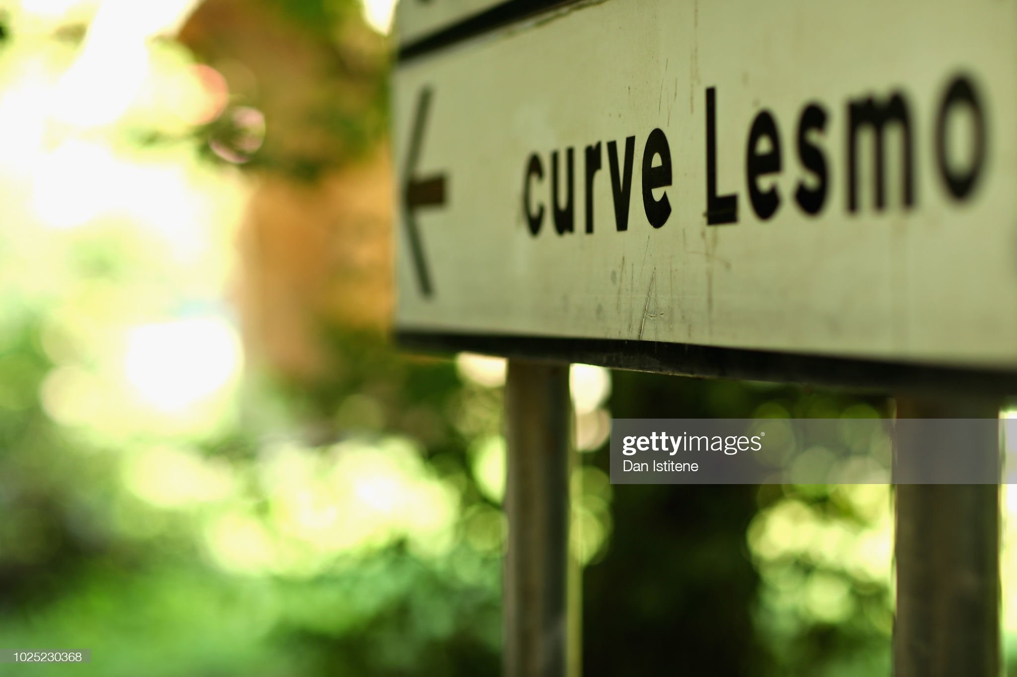 A general view of Curve Lesmo circuit signage.