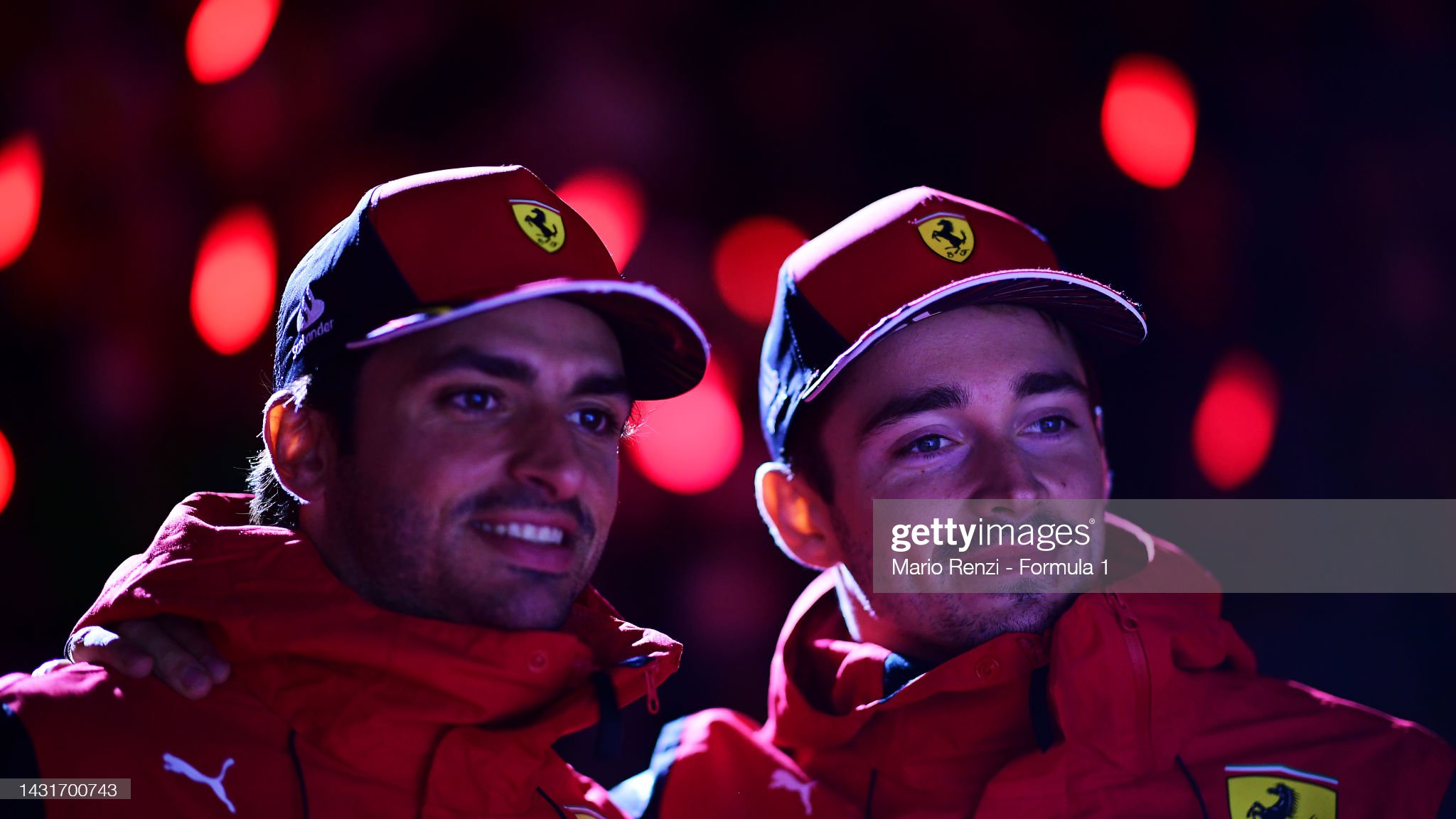 Charles Leclerc and Carlos Sainz pose for a photo.