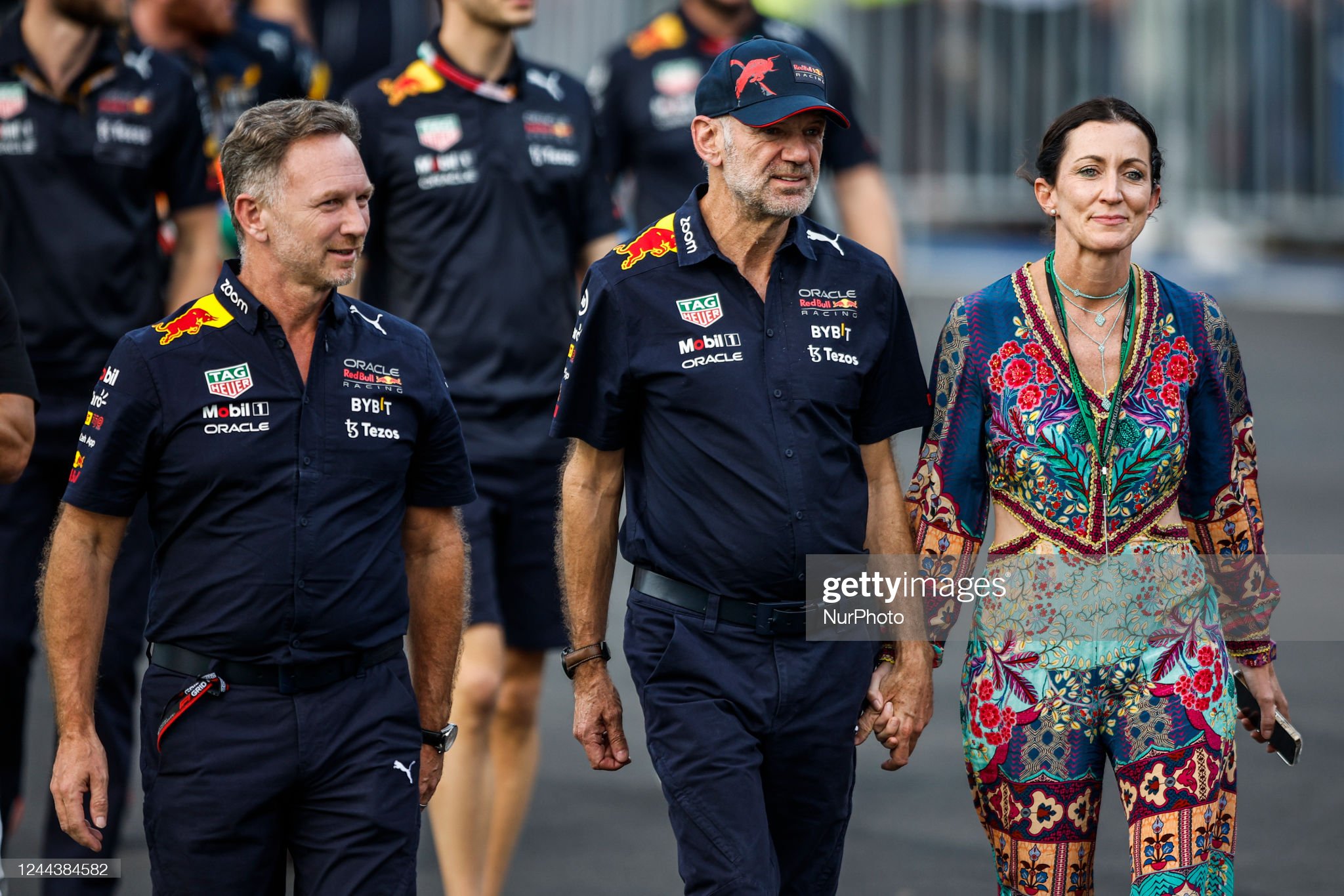 Adrian Newey (Chief Technical Officer of Red Bull Racing) with his wife Mandy Smerczak and Christian Horner.