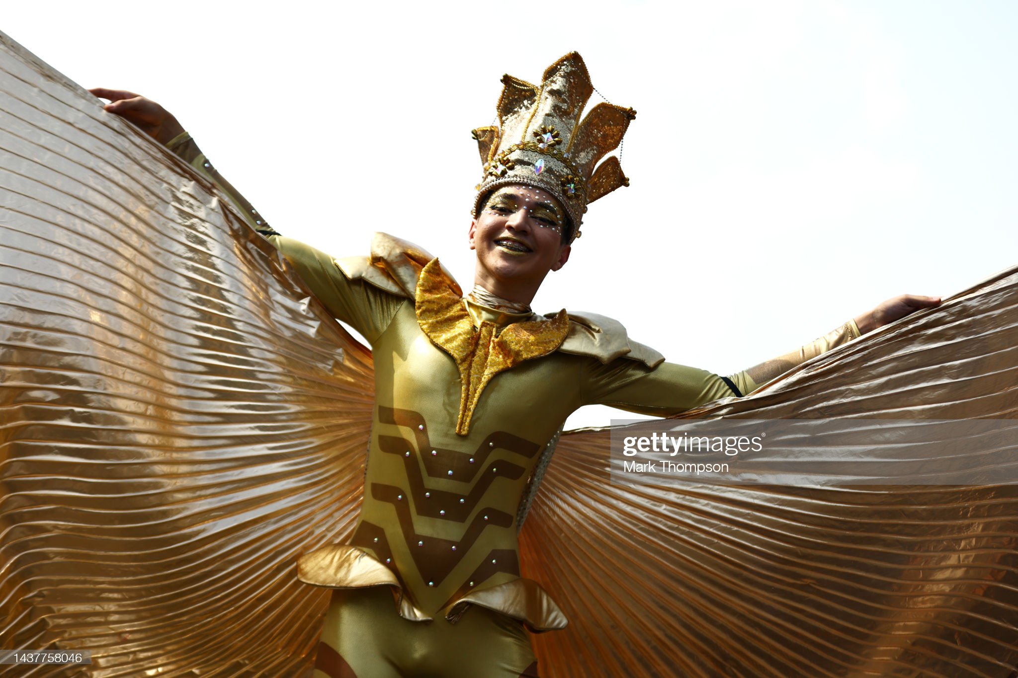 A performer entertains the crowd on the grid during the F1 Grand Prix of Mexico.