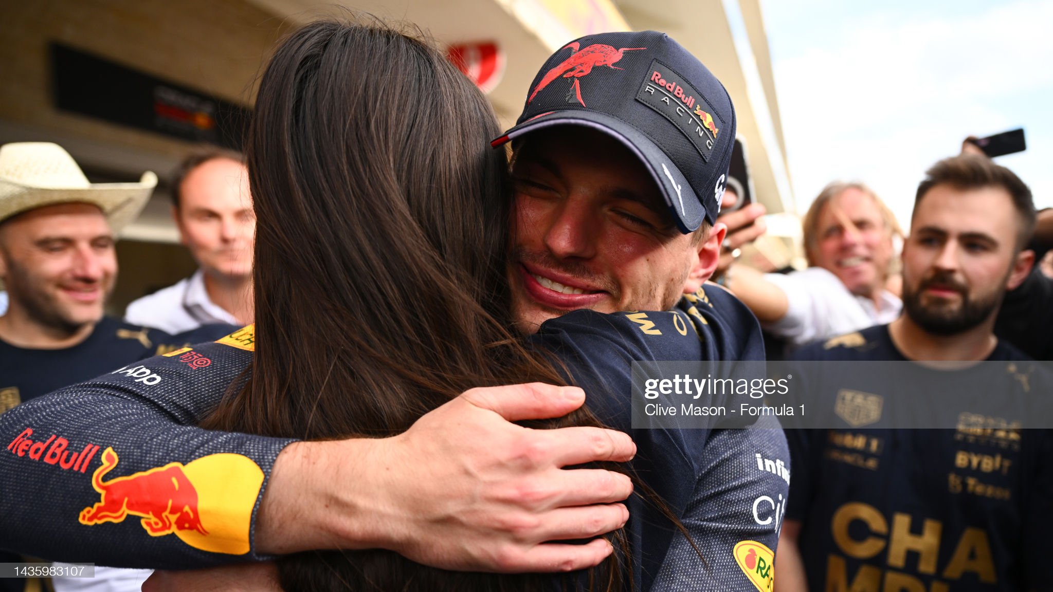 Race winner Max Verstappen celebrates with Kelly Piquet after the F1 Grand Prix of USA.