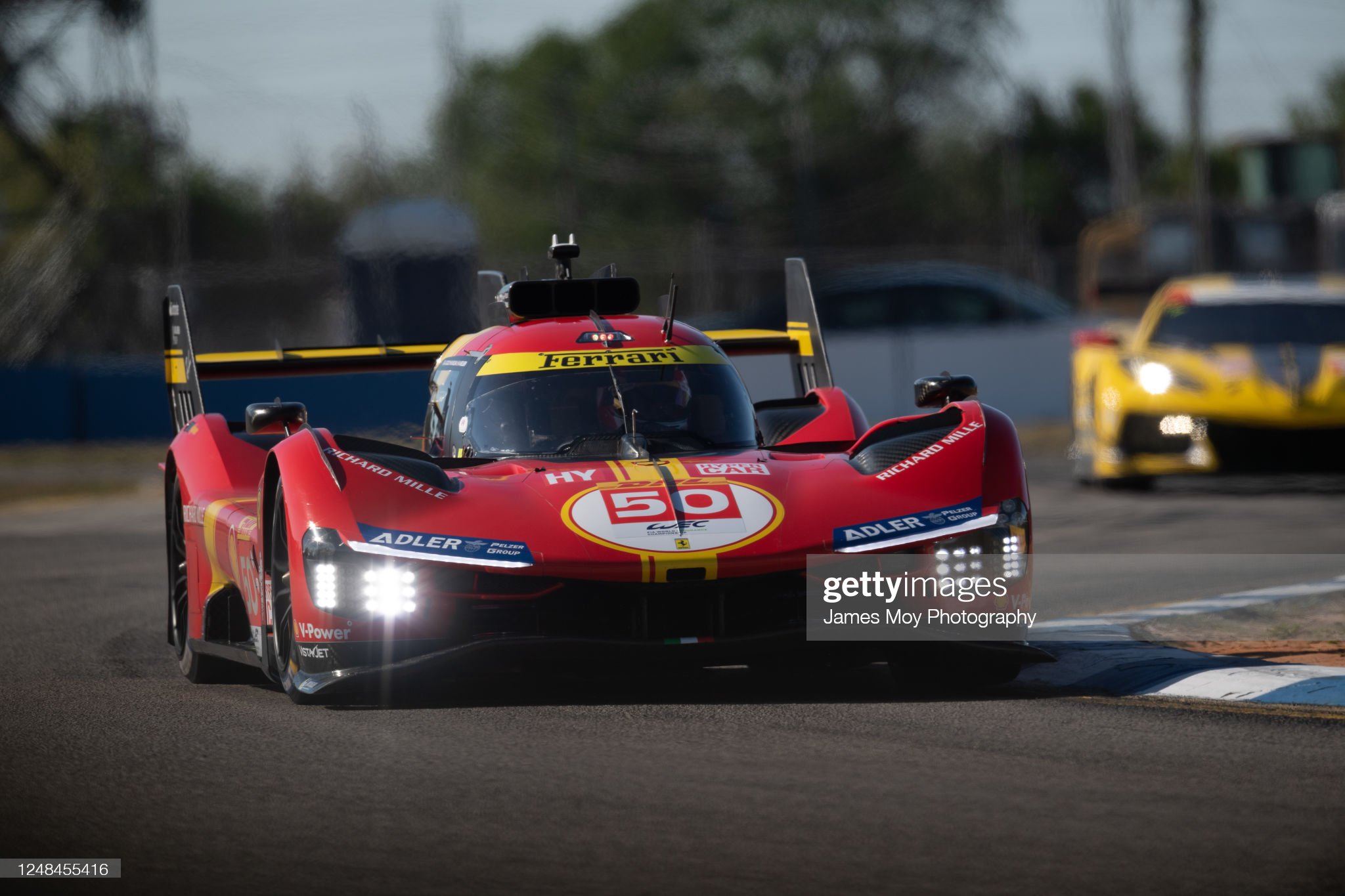 The #50 Ferrari AF Corse, Ferrari 499P of Antonio Fuoco, Miguel Molina and Nicklas Nielsen in action during practice for the 1000 Miles of Sebring at the Sebring International Raceway on March 16, 2023 in Sebring, Florida.
