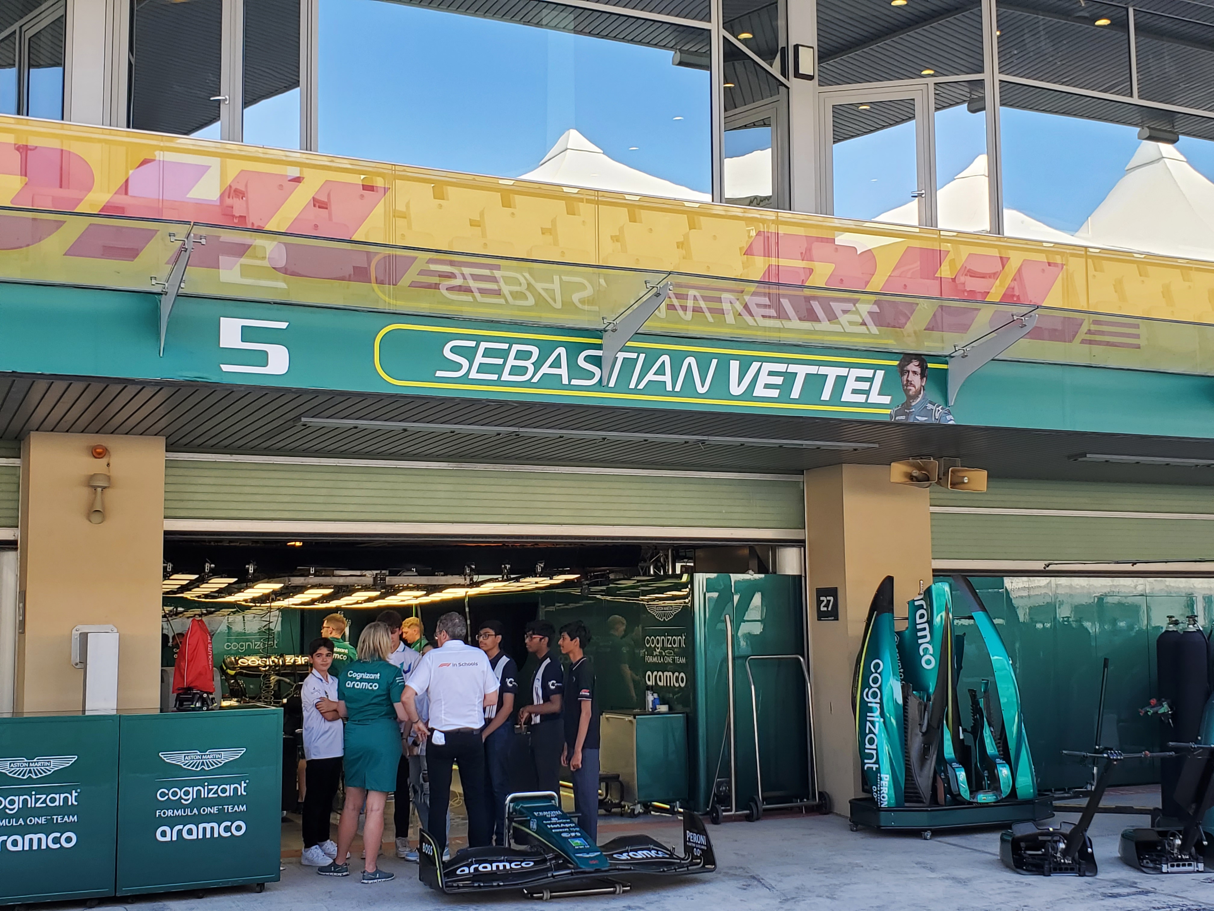 Sebastian Vettel garage in Abu Dhabi. 