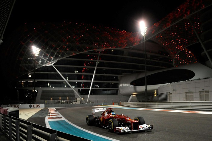 A Formula 1 Ferrari at Abu Dhabi.