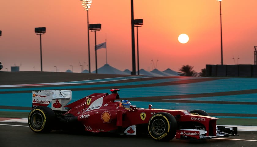 A Formula 1 Ferrari at Abu Dhabi.