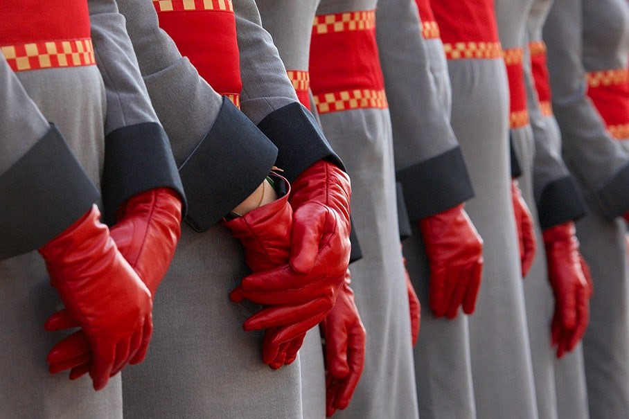 Etihad Airways stewardesses' leather gloves at Abu Dhabi in 2009. 