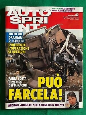The cover page of Austosprint magazine about Nannini's accident.