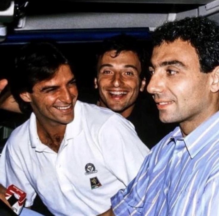 Alessandro Nannini with Riccardo Patrese and Michele Alboreto.