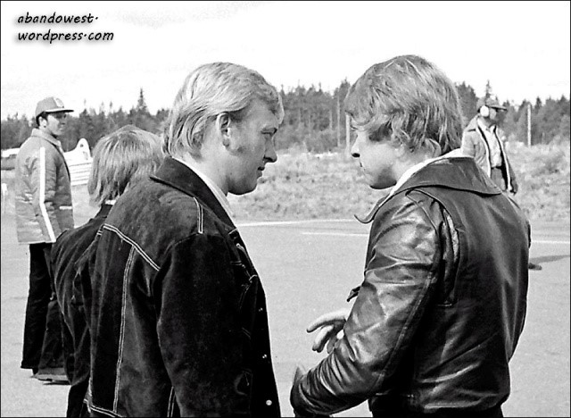 Bosse Holmström, “Rapport” and Jan Svanlund from “TV-sporten.” Anderstorp - June 1974.