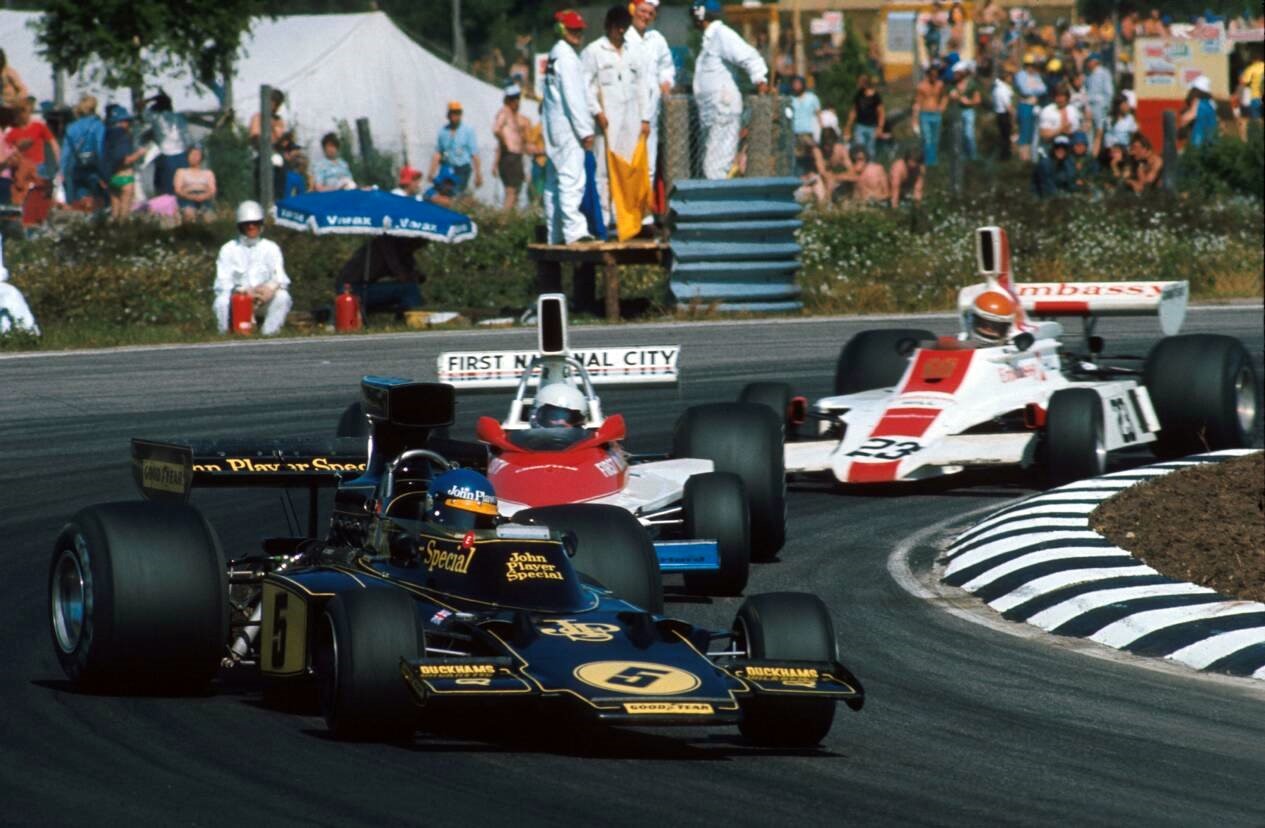 Ronnie Peterson and Mark Donohue at Swedish GP in 1975.