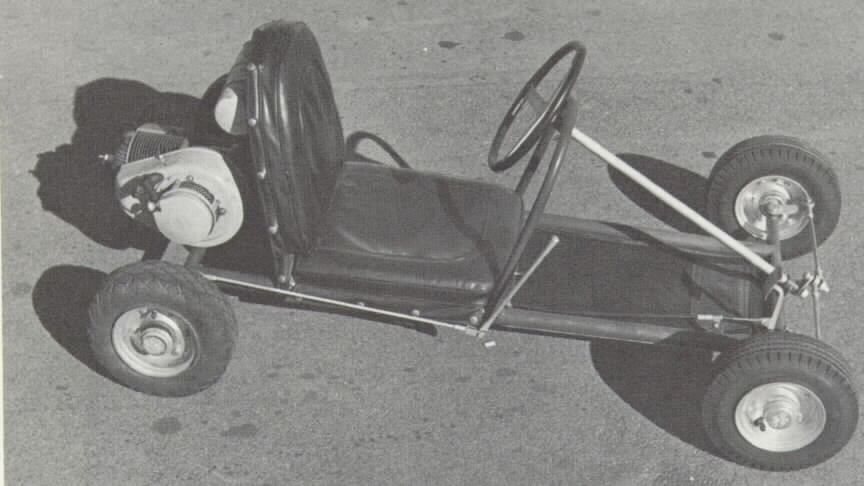 The first kart ever built by Art Ingels, the father of karting, in late 1956.