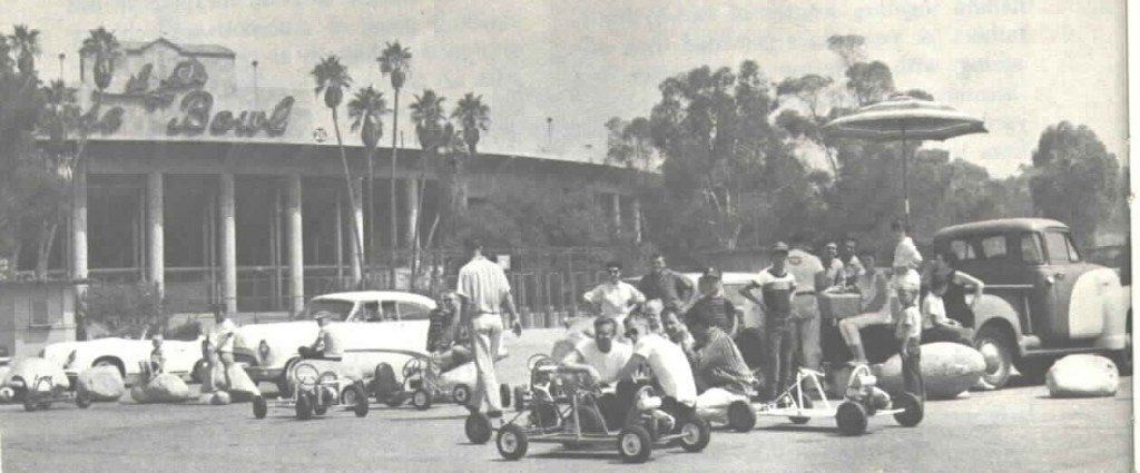 A kart race held at a supermarket parking lot.