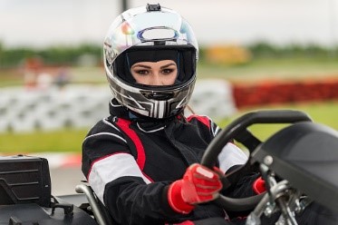 Female go-kart racer.