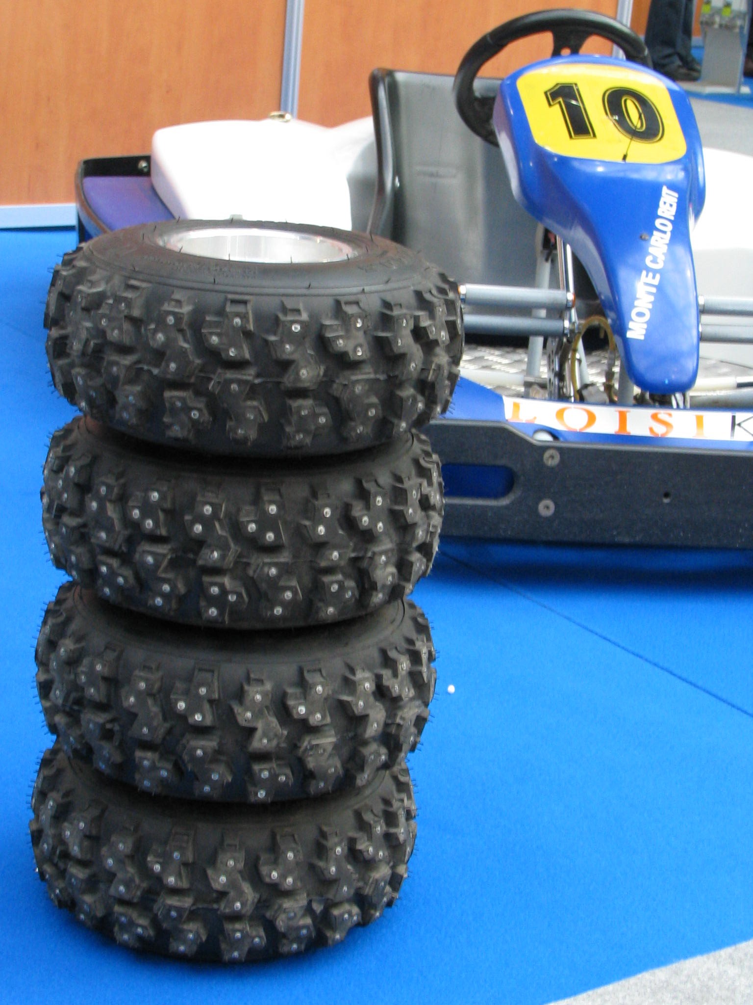 Karting tires for ice racing.