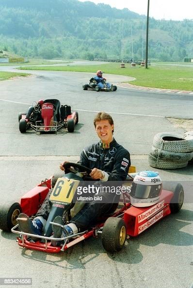 Michael Schumacher on his parents' go-kart track in Kerpen in 1991.