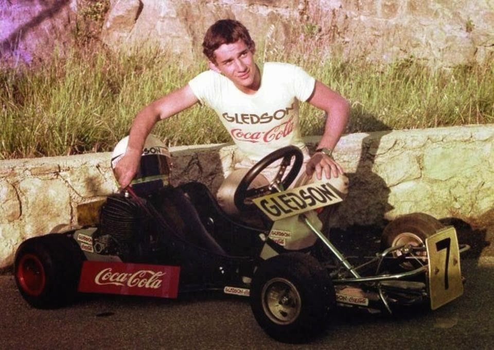 Ayrton Senna with his kart.