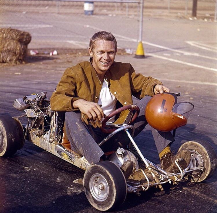 The king of cool on a 1961 Ala-Kart go kart built in Whittier, CA.