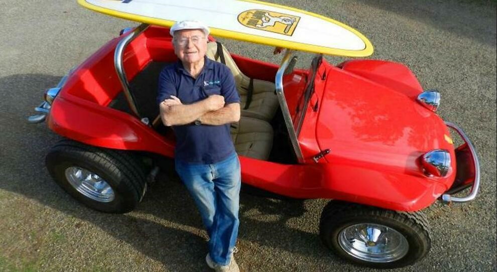 Bruce Meyers and a red Dune Buggy.