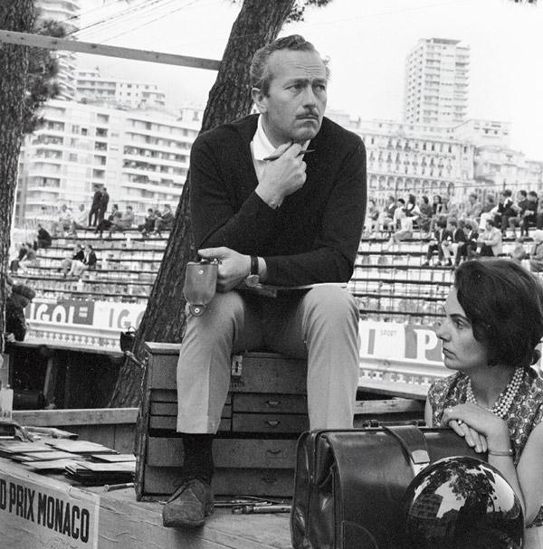 Lotus founder Colin Chapman and his wife Hazel during practice for the Monaco Grand Prix in 1964.