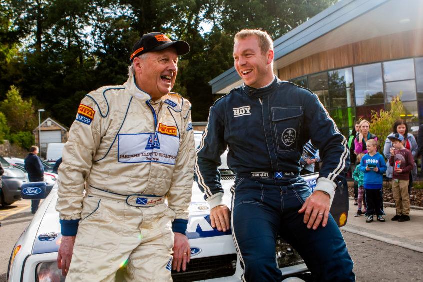 Jimmy McRae and Sir Chris Hoy at the McRae Forest Stages in 2015.