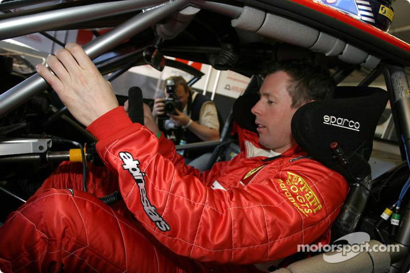Colin McRae in his red Ferrari.