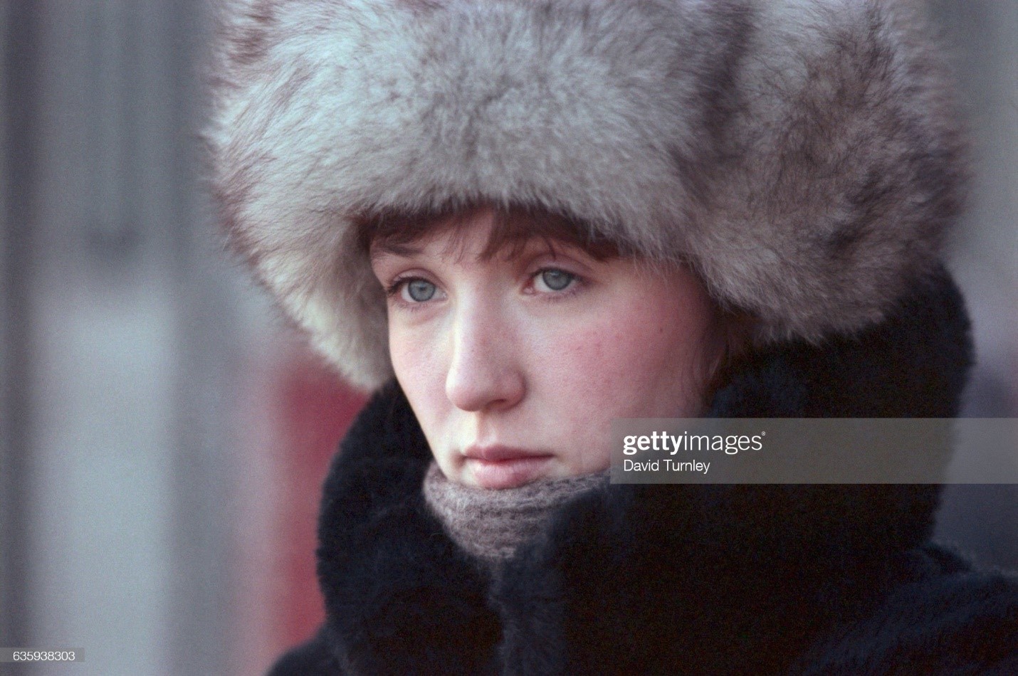 Woman wearing a fur hat in Moscow in 1986. 