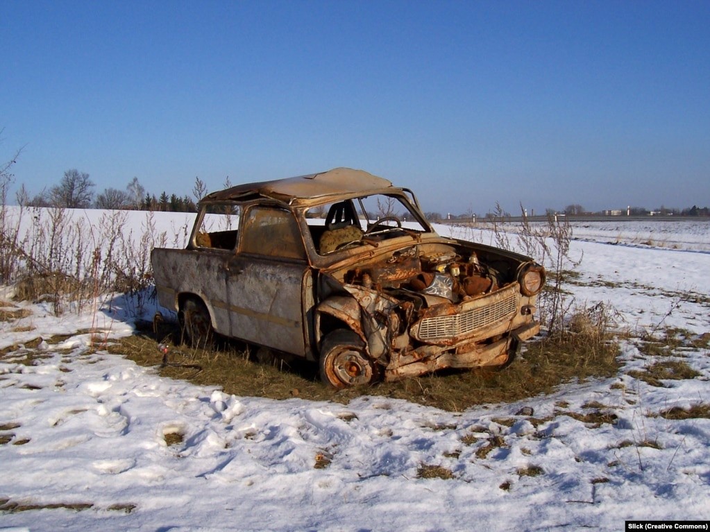 A rusted Trabant.
