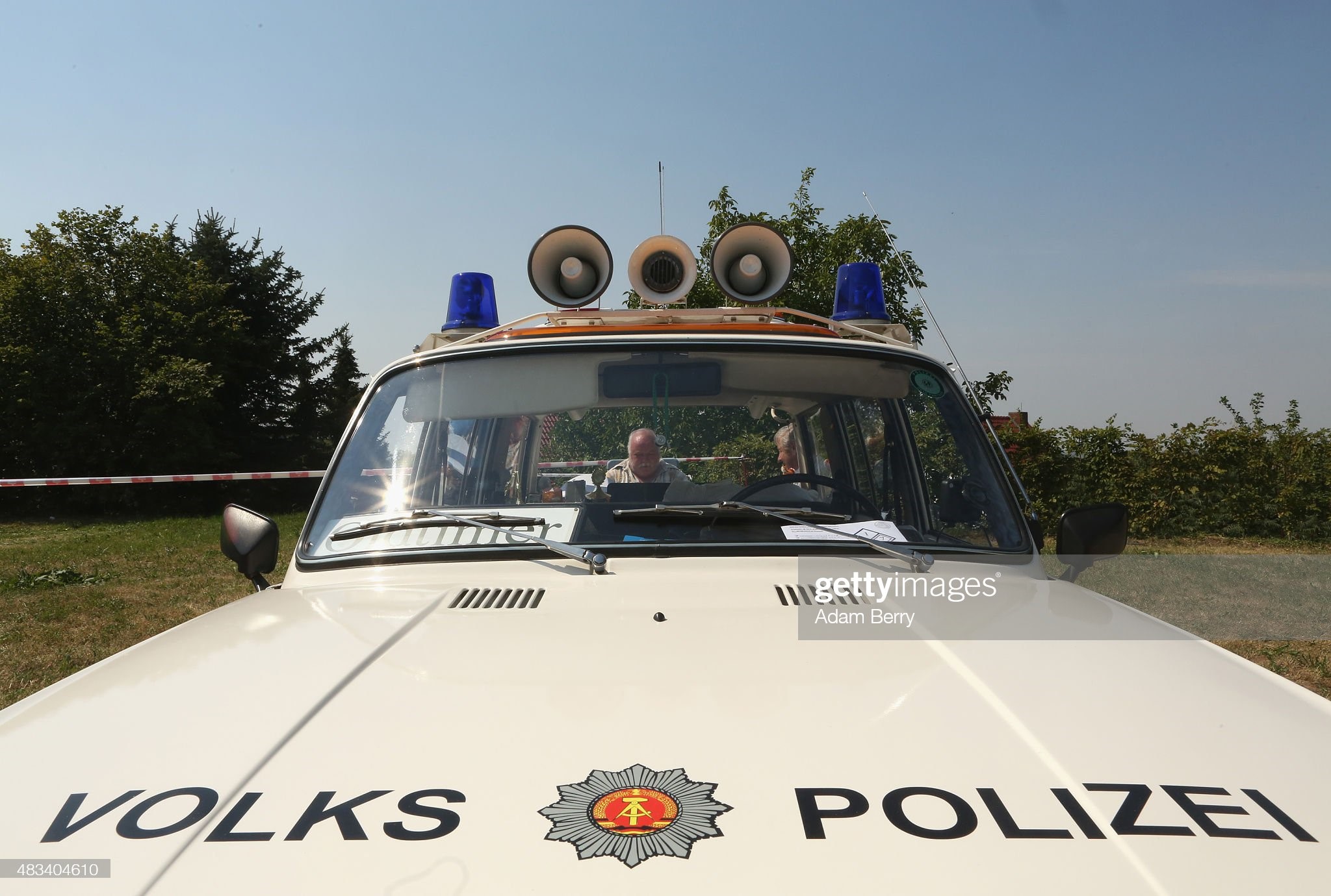 A Volkspolizei East German (DDR) Wartburg automobile is seen at a Trabant enthusiasts' weekend on August 08, 2015 near Nossen, Germany. 