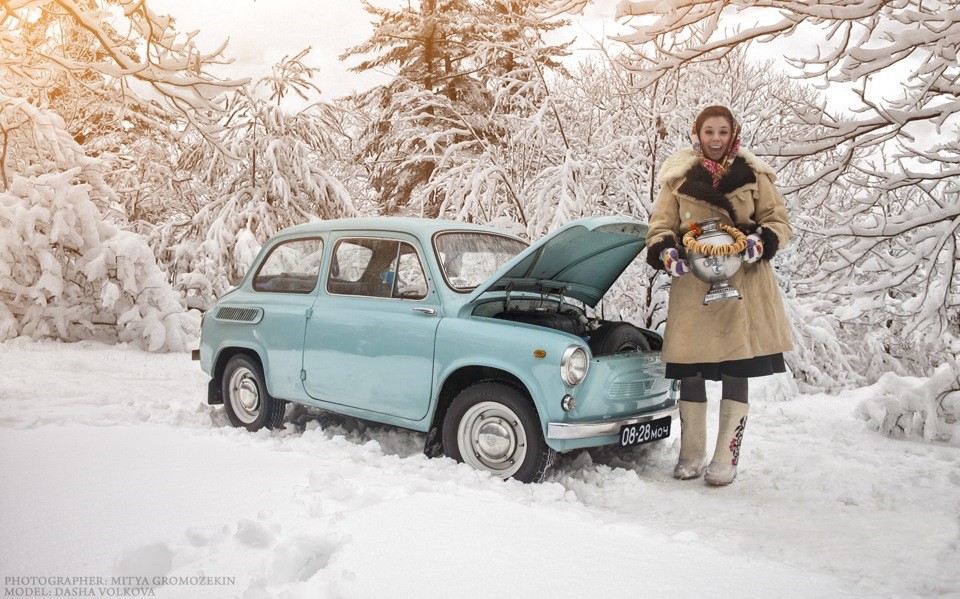 A Russian beauty and a Corvair.