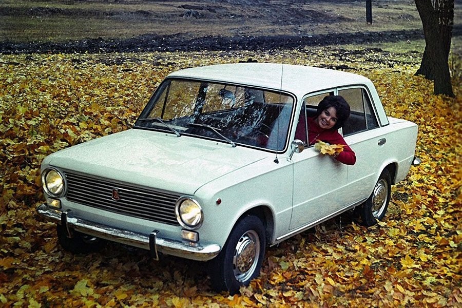VAZ 2101 Zhiguli Soviet car advertisement, 1970s.
