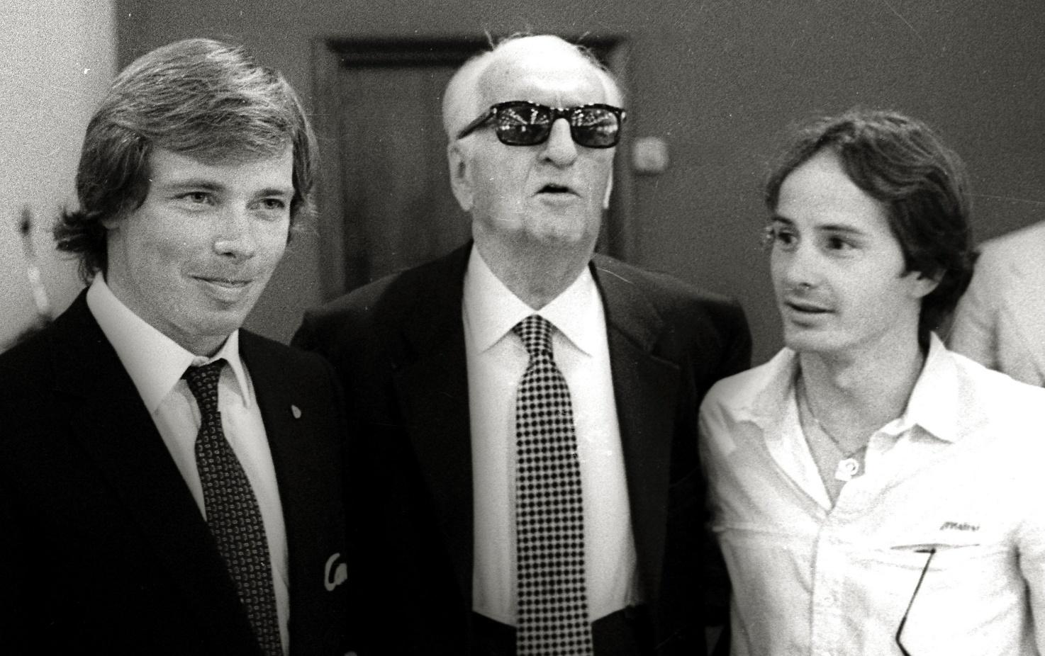 Didier Pironi, Enzo Ferrari and Gilles Villeneuve.
