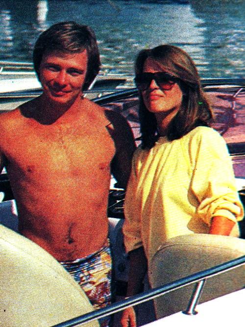 Didier and Catherine Pironi pose on a speedboat in 1981.