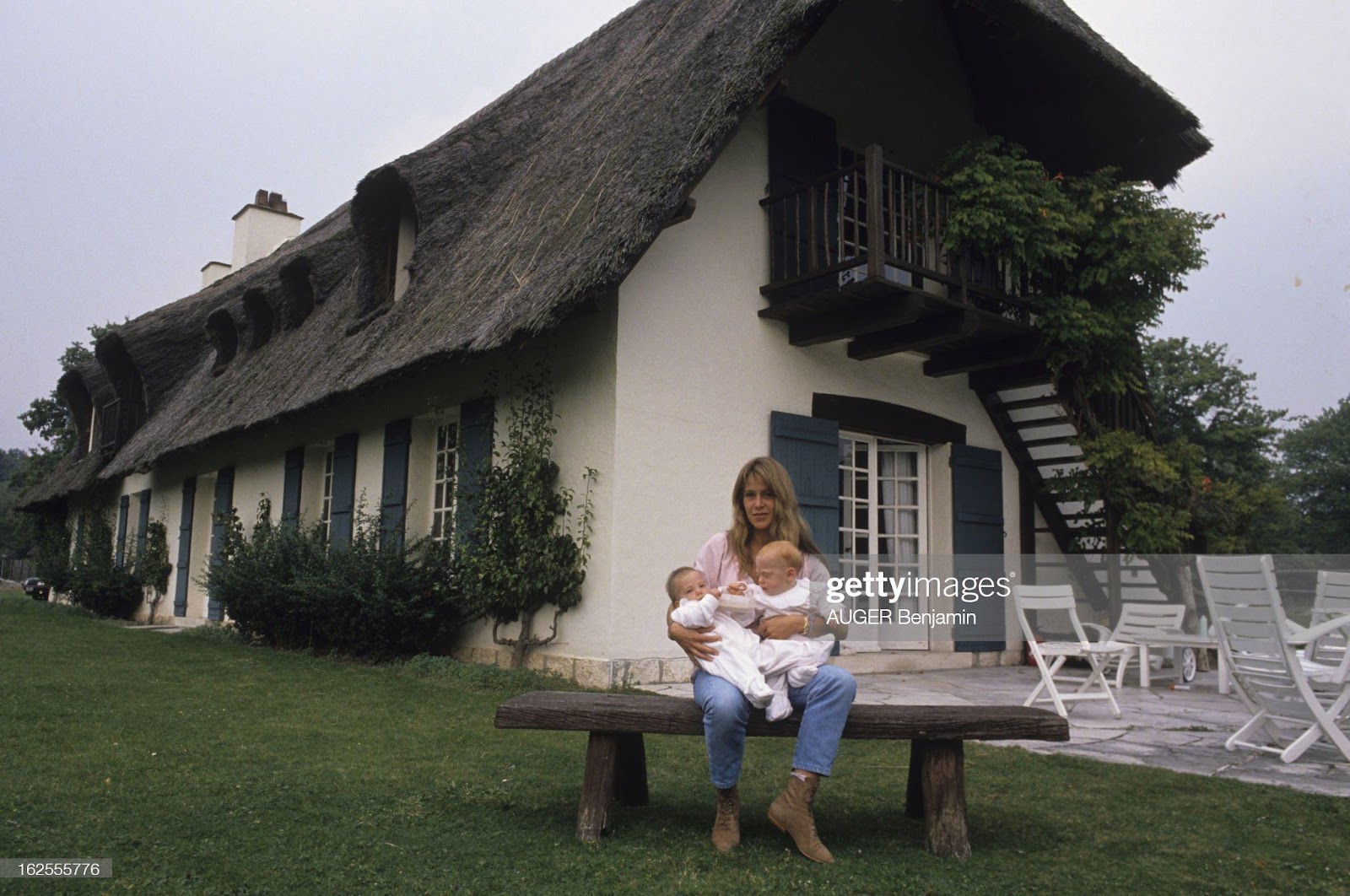 Catherine Pironi with her children in her property of Souvigny, France, on September 12, 1988, on the occasion of the release of a book on her deceased husband.