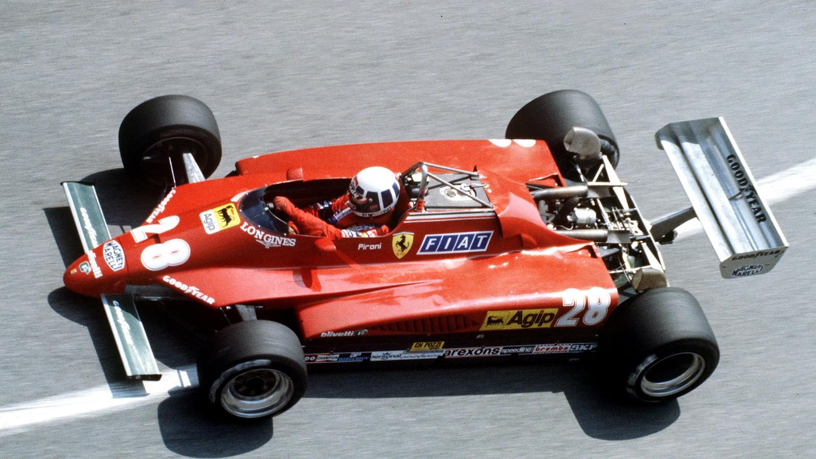 Didier Pironi in his Ferrari.