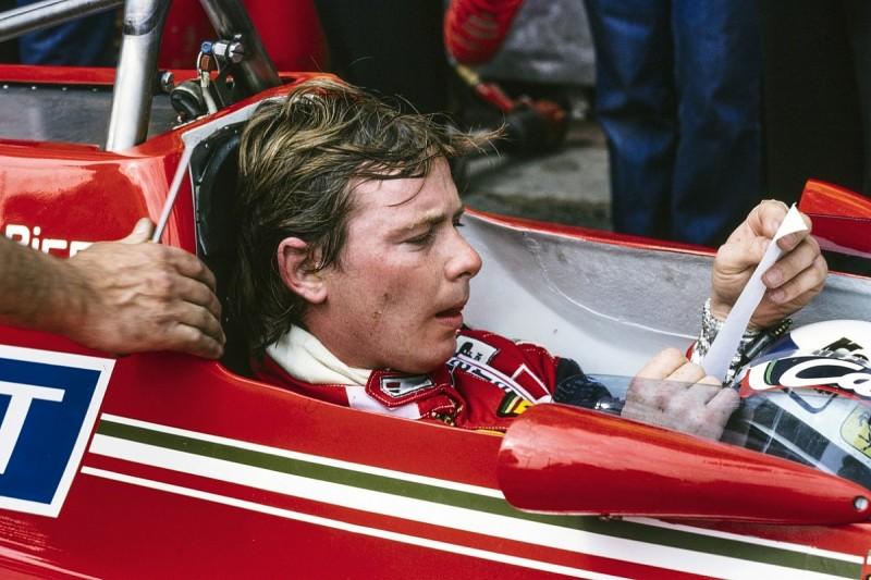 Didier Pironi in his Ferrari.
