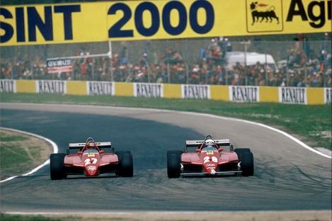 1982, Pironi overtakes Villeneuve.
