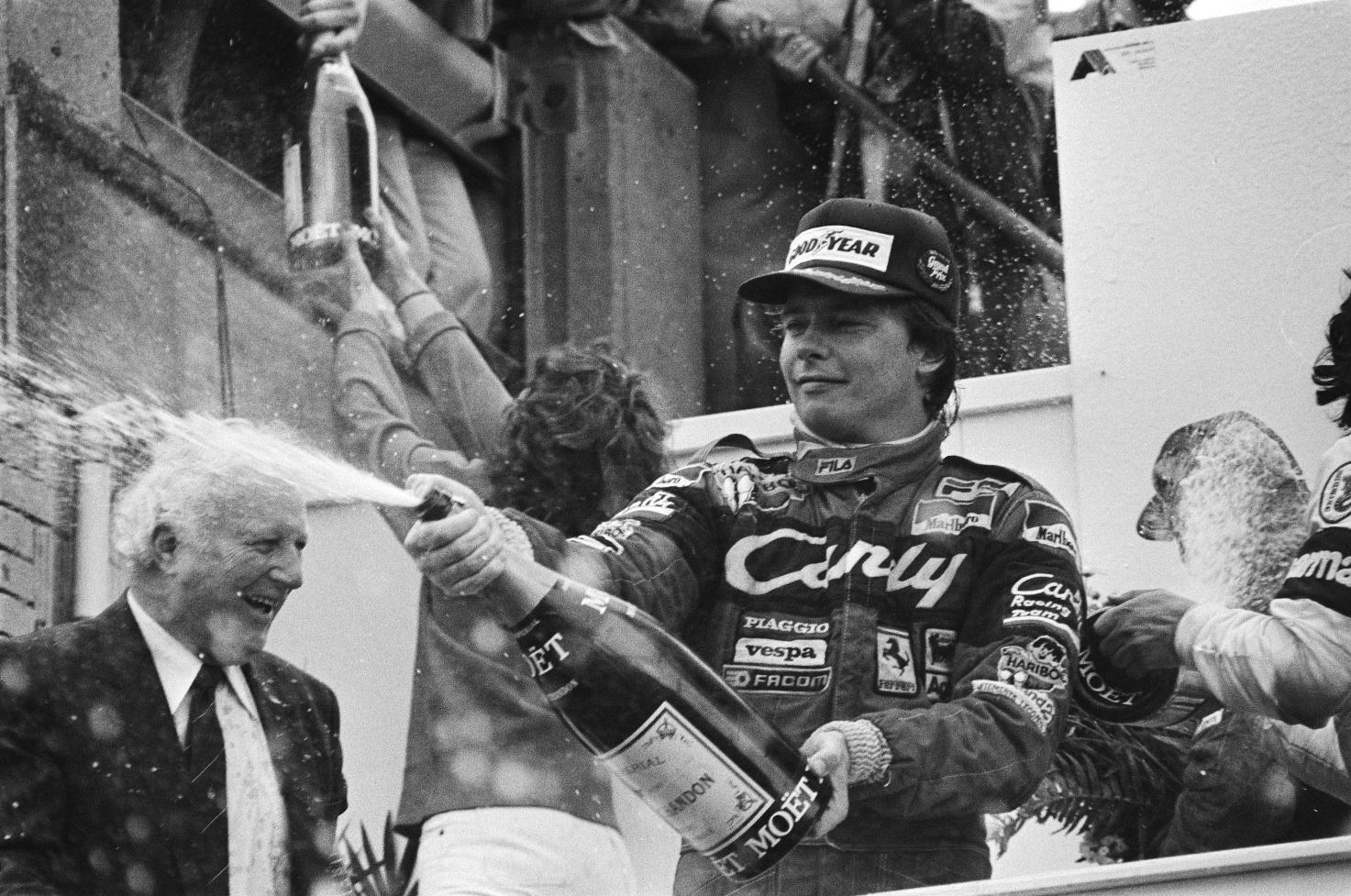Pironi celebrating at the 1982 Dutch Grand Prix.