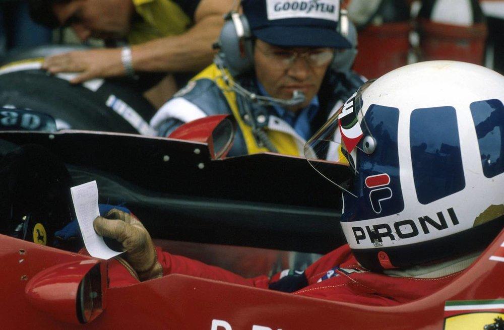 Didier Pironi in a Ferrari.