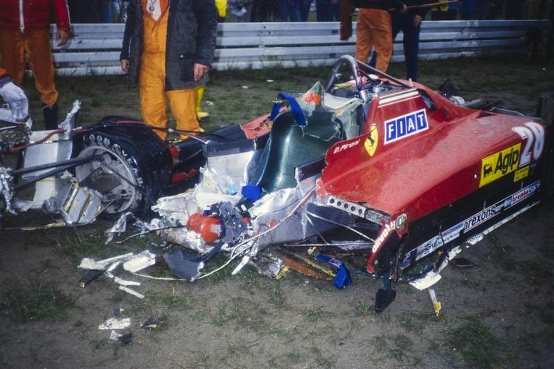 Pironi's Ferrari after the accident.