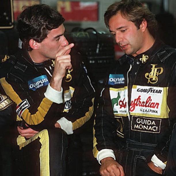 Elio De Angelis with Ayrton Senna at Lotus.