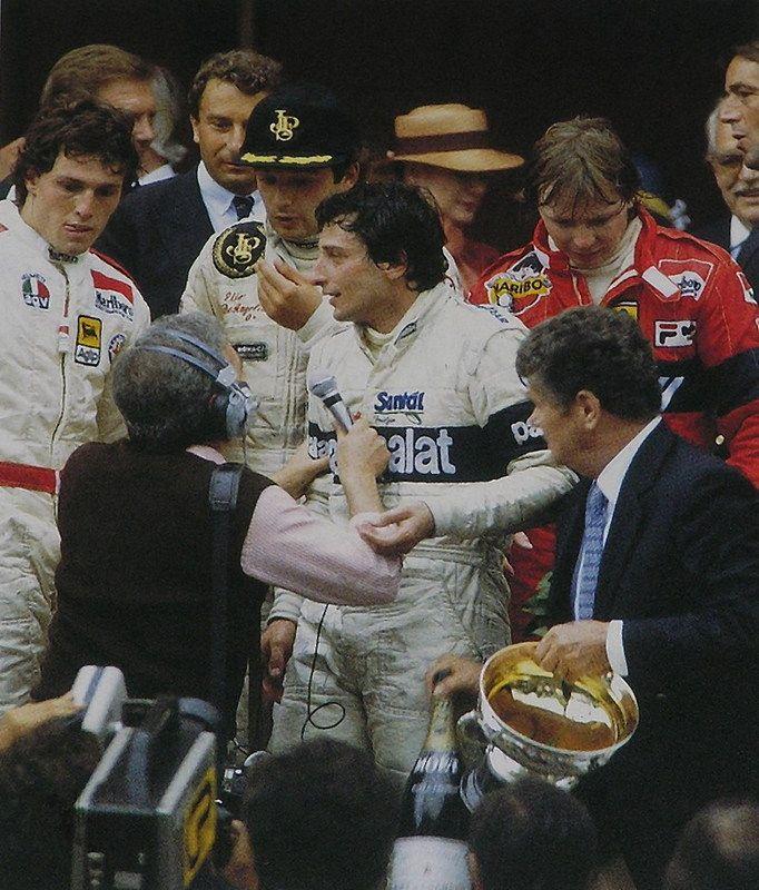 1982 Monaco. Andrea De Cesaris, Elio De Angelis, Riccardo Patrese and Didier Pironi.