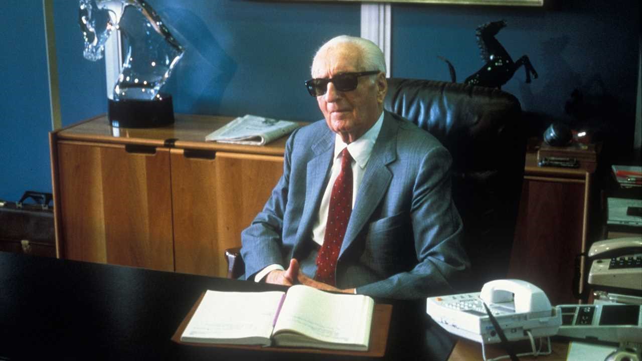 Enzo Ferrari in his office.