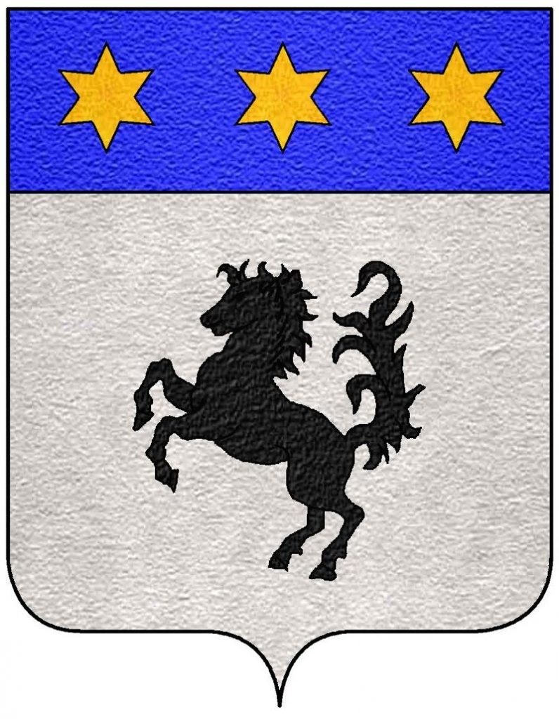 Heraldic coat of arms of the Baracca family with the Prancing Horse logo.