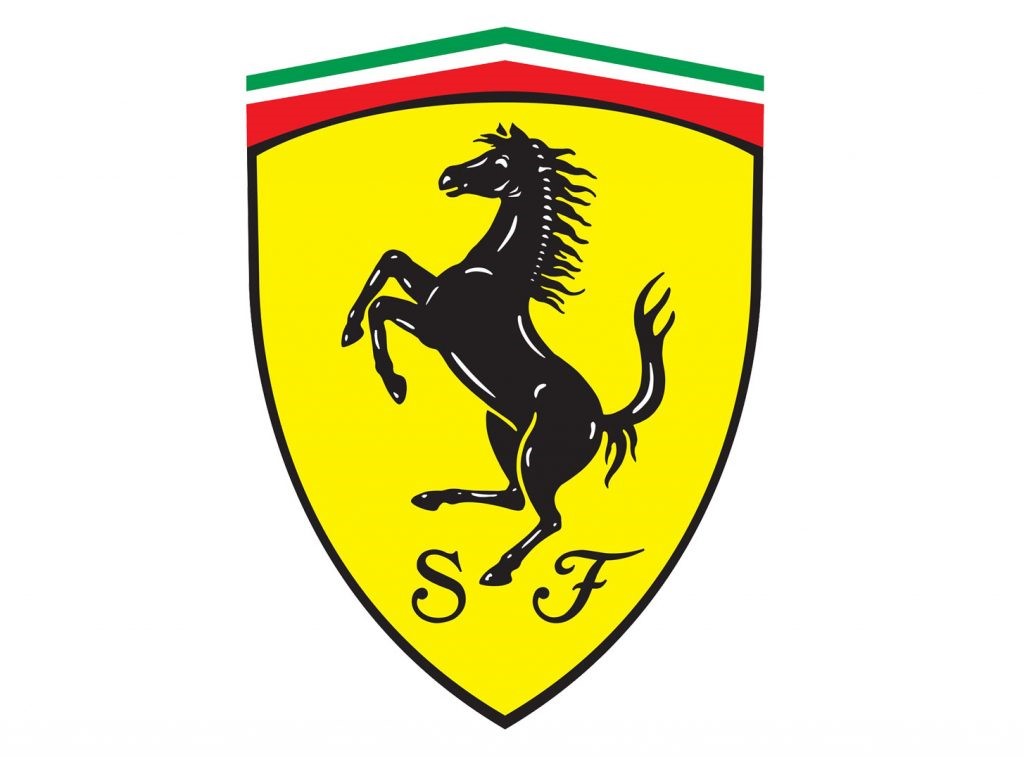 Ferrari logo in the shape of a shield.